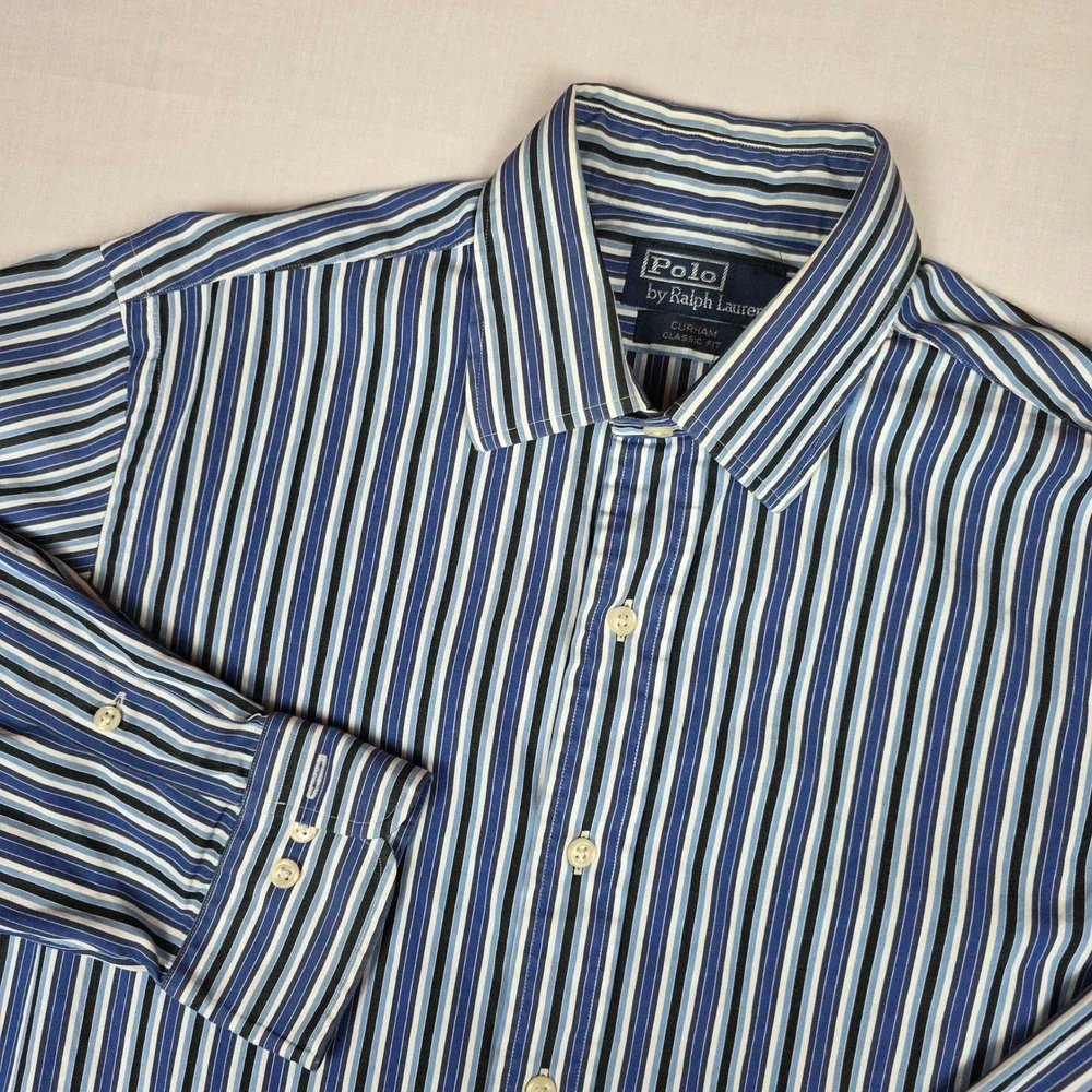 Polo Ralph Lauren Curham Classic Fit Button Down‎ Shirt Mens 15.5 Striped Cotton